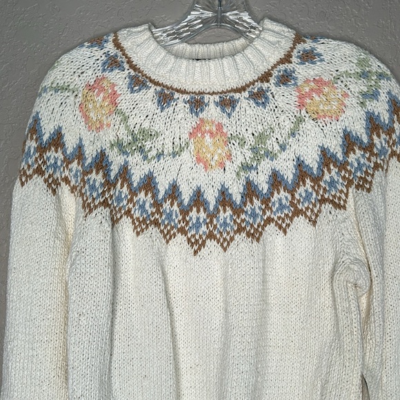 Vintage Liz Sport “Irish Brogue” hand knit cotton sweater - Picture 2 of 11